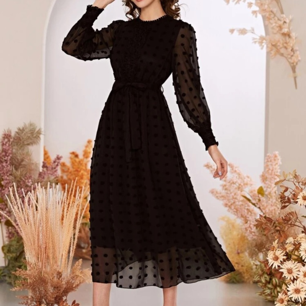 Swiss Dot Belted Dress